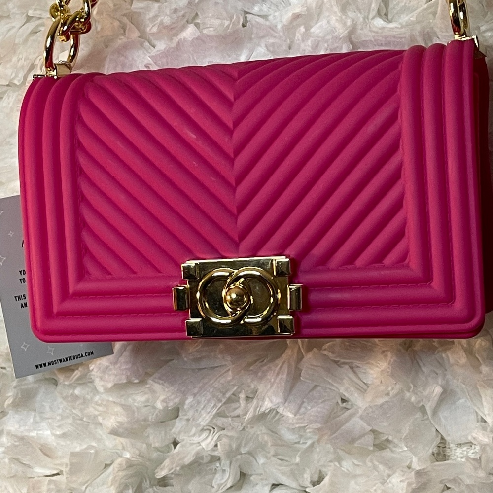Pink jelly matted crossbody bag